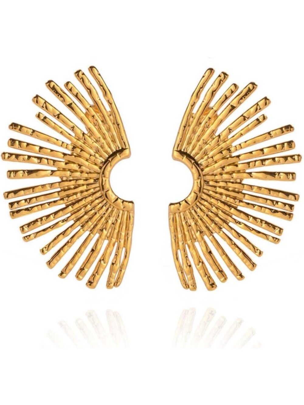 Trendy Minimalist Sunburst Geometric Stud Earrings for Women - 18K Gold Plated